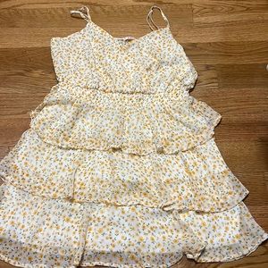 Francescas ruffled wrap top yellow daisy dress. Only worn twice/great condition